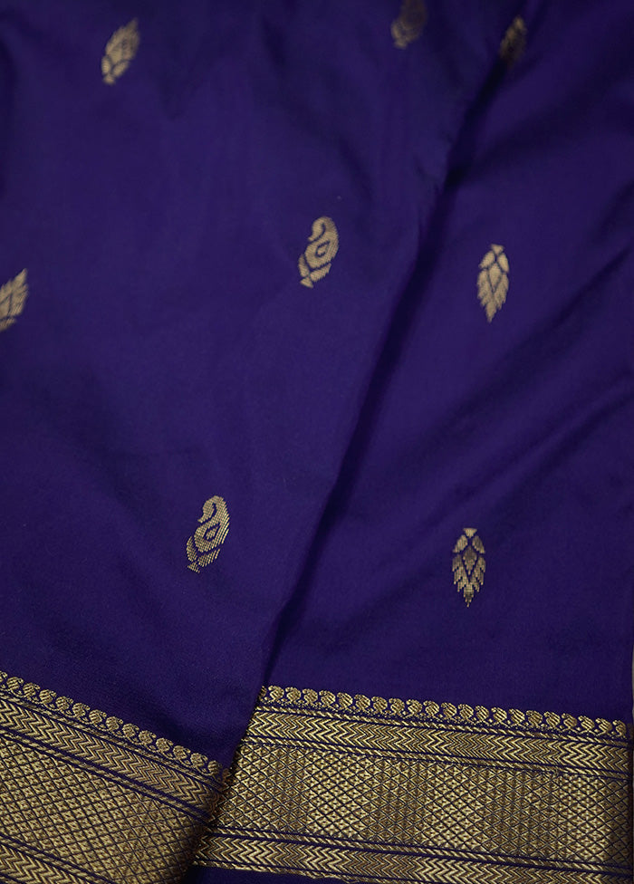 Blue Kanjivaram Silk Saree With Blouse Piece - Indian Silk House Agencies