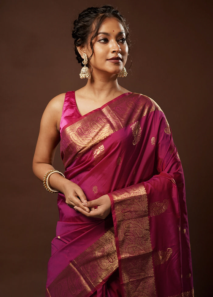 Pink Kanjivaram Silk Saree With Blouse Piece - Indian Silk House Agencies