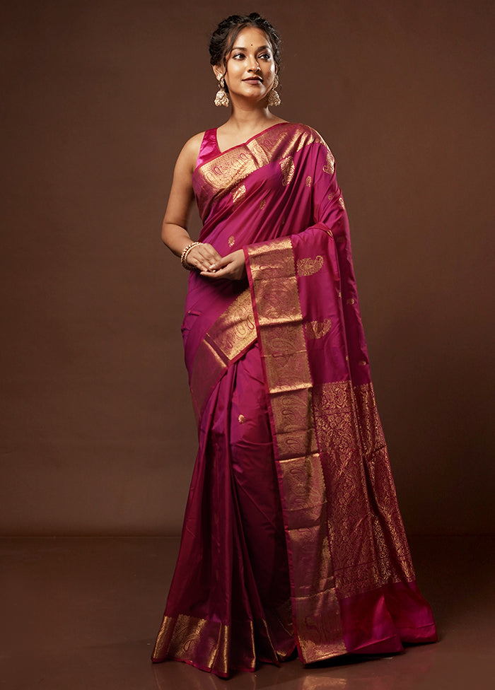 Pink Kanjivaram Silk Saree With Blouse Piece - Indian Silk House Agencies