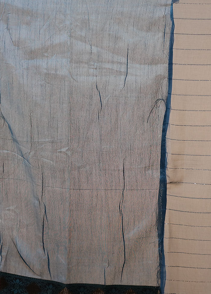 Blue Chiffon Silk Saree With Blouse Piece
