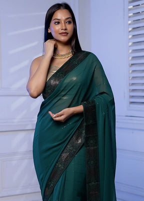 Green Chiffon Silk Saree With Blouse Piece