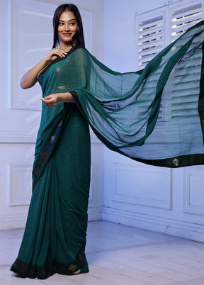 Green Chiffon Silk Saree With Blouse Piece