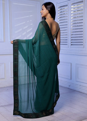 Green Chiffon Silk Saree With Blouse Piece