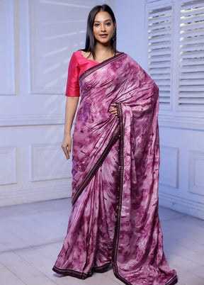 Purple Chiffon Silk Saree With Blouse Piece