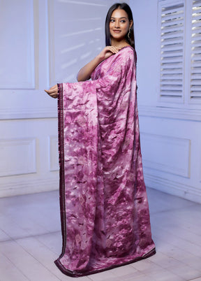 Purple Chiffon Silk Saree With Blouse Piece