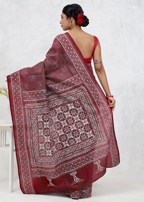 Pink Kantha Stitch Pure Silk Saree Without Blouse Piece - Indian Silk House Agencies