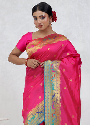 Pink Dupion Silk Saree Without Blouse Piece - Indian Silk House Agencies