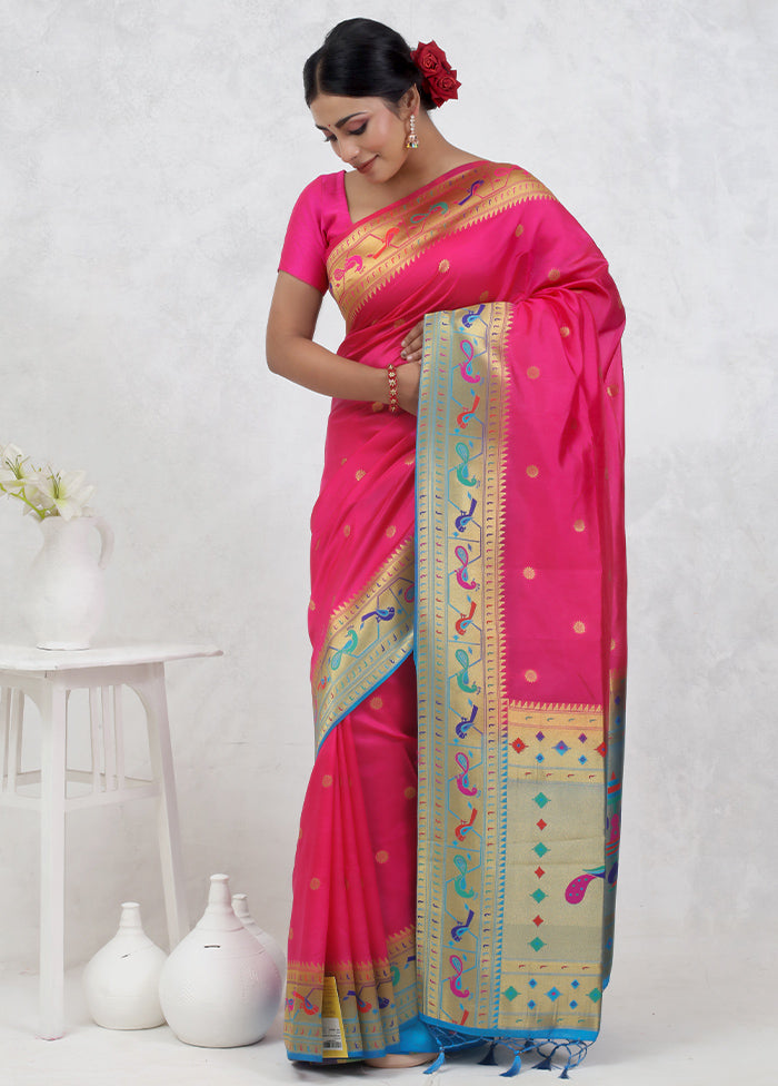 Pink Dupion Silk Saree Without Blouse Piece - Indian Silk House Agencies