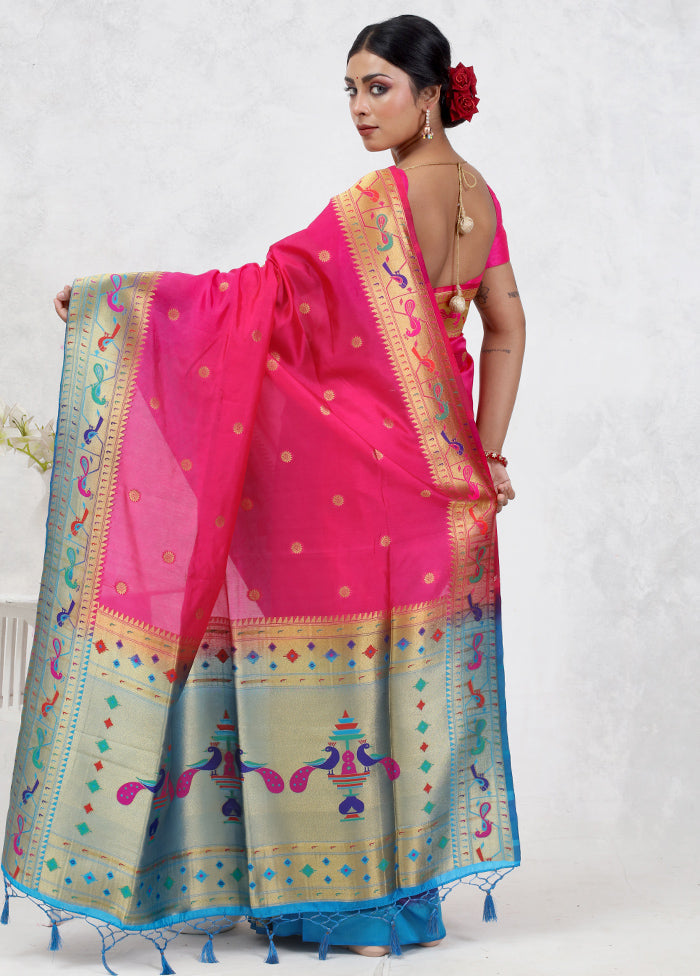 Pink Dupion Silk Saree Without Blouse Piece - Indian Silk House Agencies