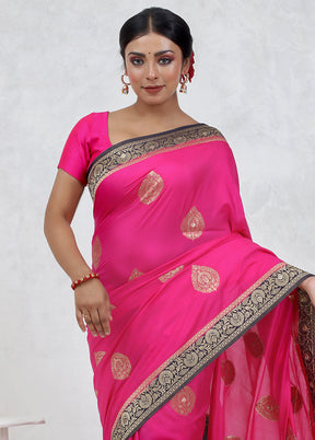 Pink Dupion Silk Saree Without Blouse Piece - Indian Silk House Agencies