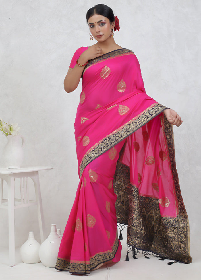 Pink Dupion Silk Saree Without Blouse Piece - Indian Silk House Agencies