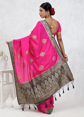 Pink Dupion Silk Saree Without Blouse Piece - Indian Silk House Agencies