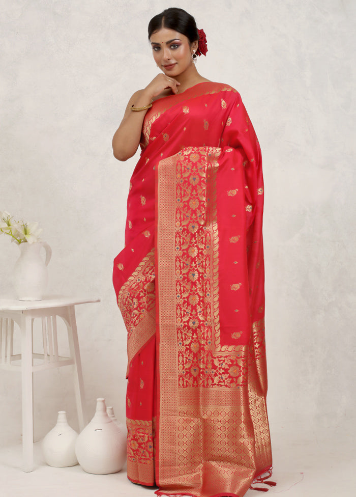 Pink Dupion Silk Saree Without Blouse Piece - Indian Silk House Agencies