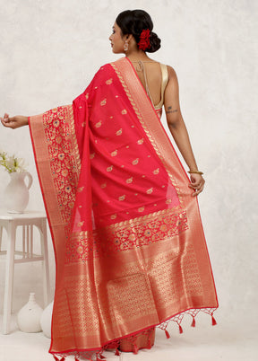 Pink Dupion Silk Saree Without Blouse Piece - Indian Silk House Agencies