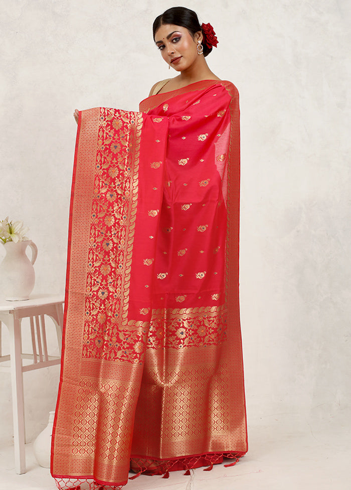 Pink Dupion Silk Saree Without Blouse Piece - Indian Silk House Agencies