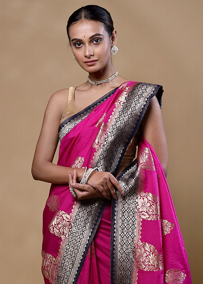 Pink Dupion Silk Saree With Blouse Piece