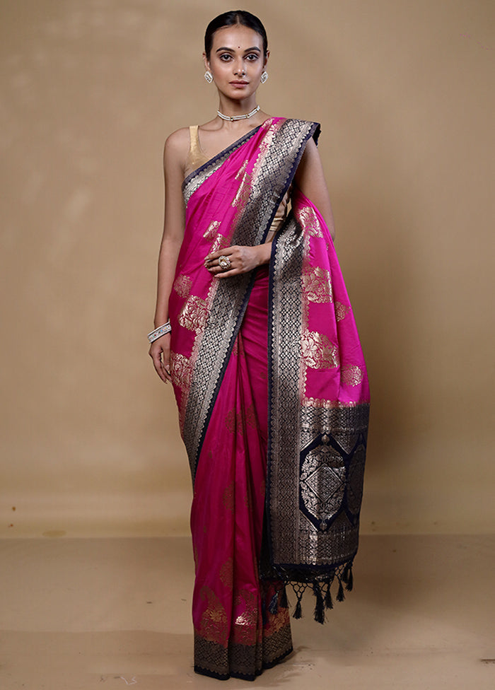 Pink Dupion Silk Saree With Blouse Piece