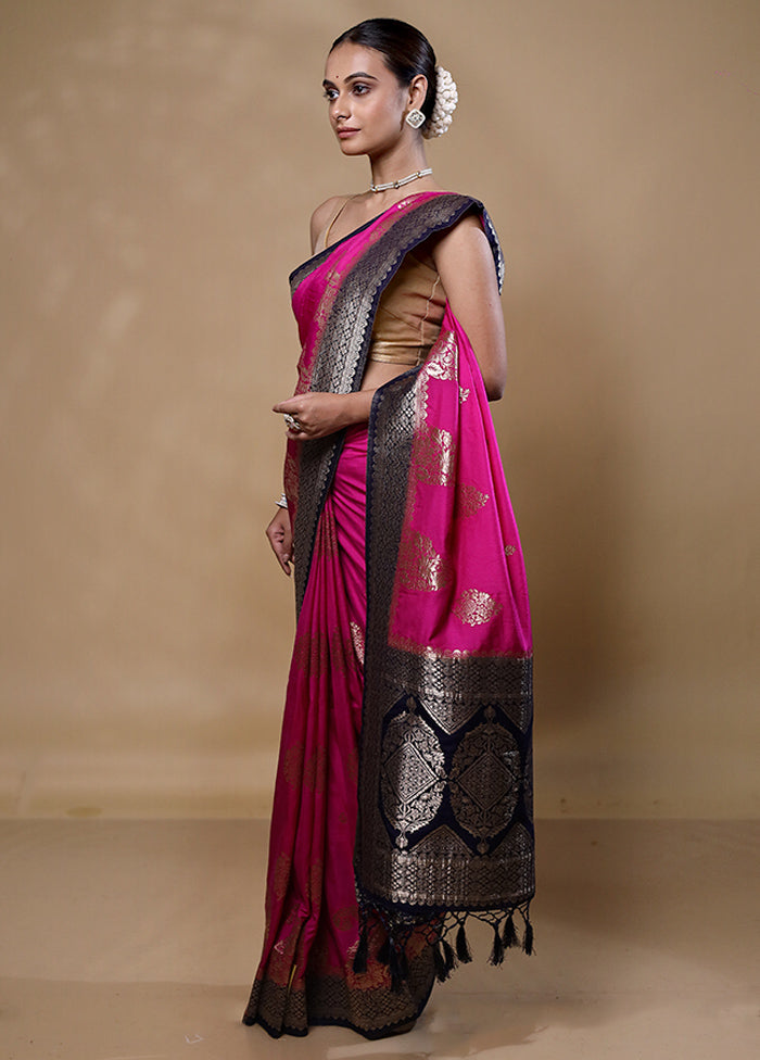 Pink Dupion Silk Saree With Blouse Piece