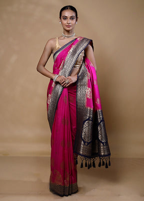 Pink Dupion Silk Saree With Blouse Piece