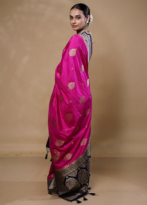 Pink Dupion Silk Saree With Blouse Piece