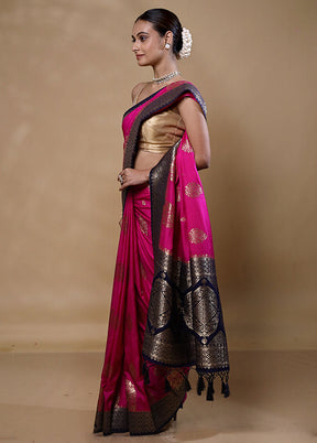 Pink Dupion Silk Saree With Blouse Piece