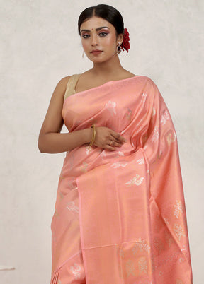 Pink Dupion Silk Saree Without Blouse Piece - Indian Silk House Agencies