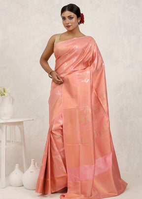 Pink Dupion Silk Saree Without Blouse Piece - Indian Silk House Agencies