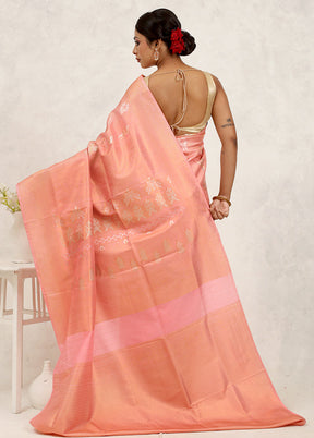 Pink Dupion Silk Saree Without Blouse Piece - Indian Silk House Agencies