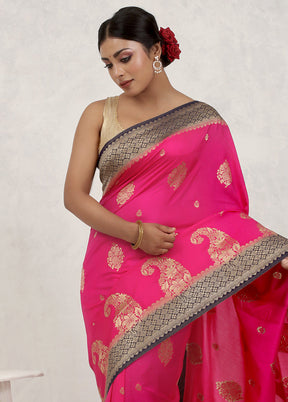 Pink Dupion Silk Saree Without Blouse Piece - Indian Silk House Agencies