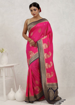 Pink Dupion Silk Saree Without Blouse Piece - Indian Silk House Agencies