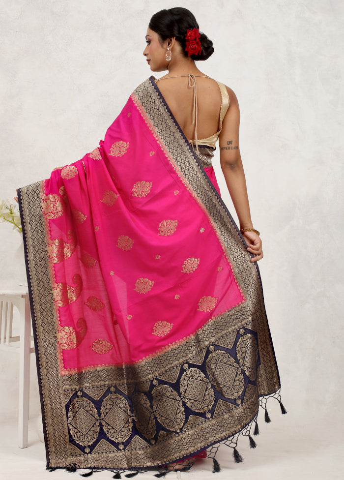 Pink Dupion Silk Saree Without Blouse Piece - Indian Silk House Agencies