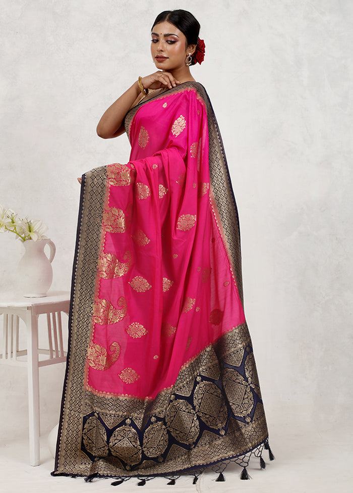 Pink Dupion Silk Saree Without Blouse Piece - Indian Silk House Agencies