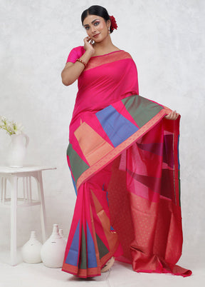 Pink Dupion Silk Saree Without Blouse Piece - Indian Silk House Agencies