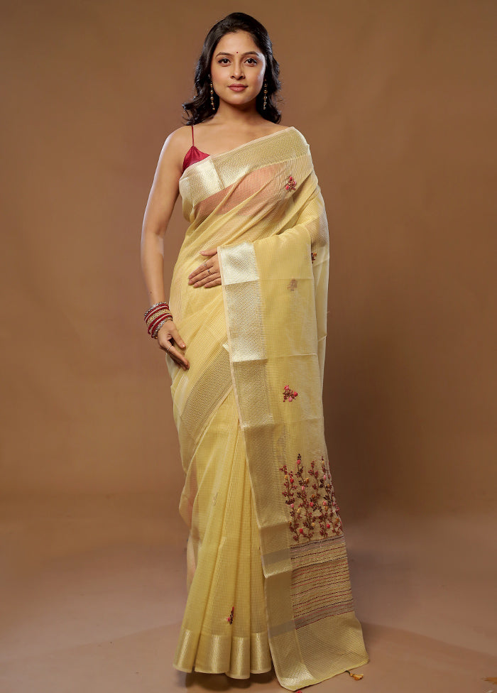 Yellow Pure Cotton Saree With Blouse Piece - Indian Silk House Agencies