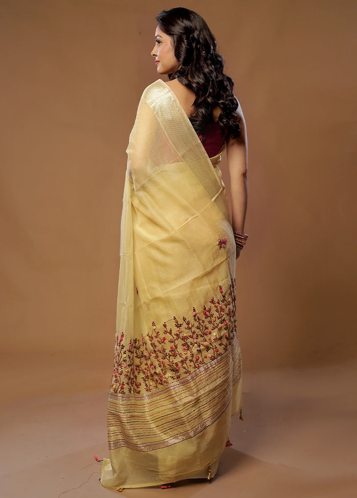 Yellow Pure Cotton Saree With Blouse Piece - Indian Silk House Agencies