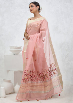 Pink Pure Kota Cotton Saree With Blouse Piece