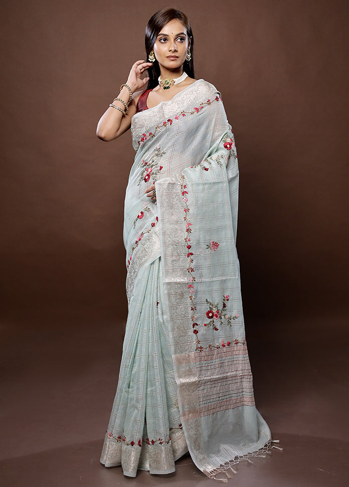 Green Tissue Silk Saree With Blouse Piece