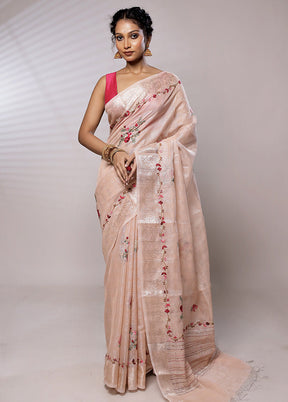 Cream Tissue Silk Saree With Blouse Piece