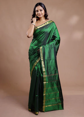 Green Kanjivaram Pure Silk Saree With Blouse Piece - Indian Silk House Agencies