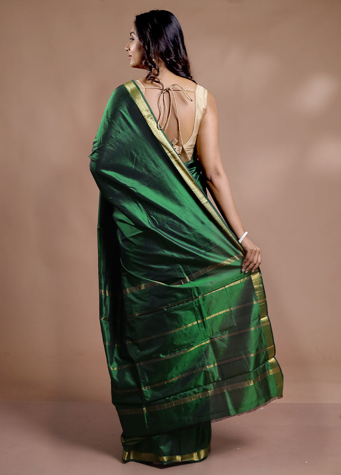 Green Kanjivaram Pure Silk Saree With Blouse Piece - Indian Silk House Agencies