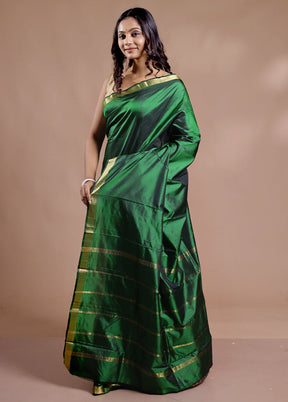 Green Kanjivaram Pure Silk Saree With Blouse Piece - Indian Silk House Agencies