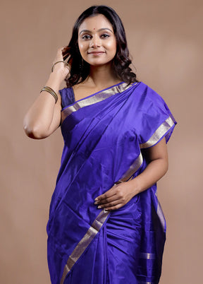 Blue Kanjivaram Pure Silk Saree With Blouse Piece - Indian Silk House Agencies