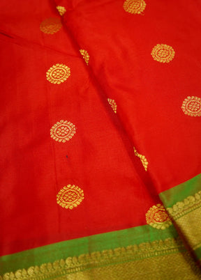 Red Kanjivaram Pure Silk Saree With Blouse Piece - Indian Silk House Agencies