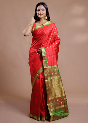 Red Kanjivaram Pure Silk Saree With Blouse Piece - Indian Silk House Agencies