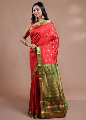 Red Kanjivaram Pure Silk Saree With Blouse Piece - Indian Silk House Agencies