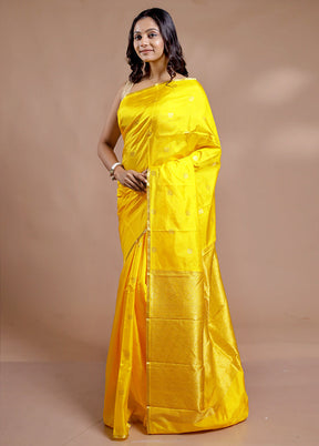 Yellow Kanjivaram Pure Silk Saree With Blouse Piece - Indian Silk House Agencies