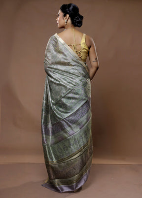 Cream Printed Pure Silk Saree With Blouse Piece - Indian Silk House Agencies