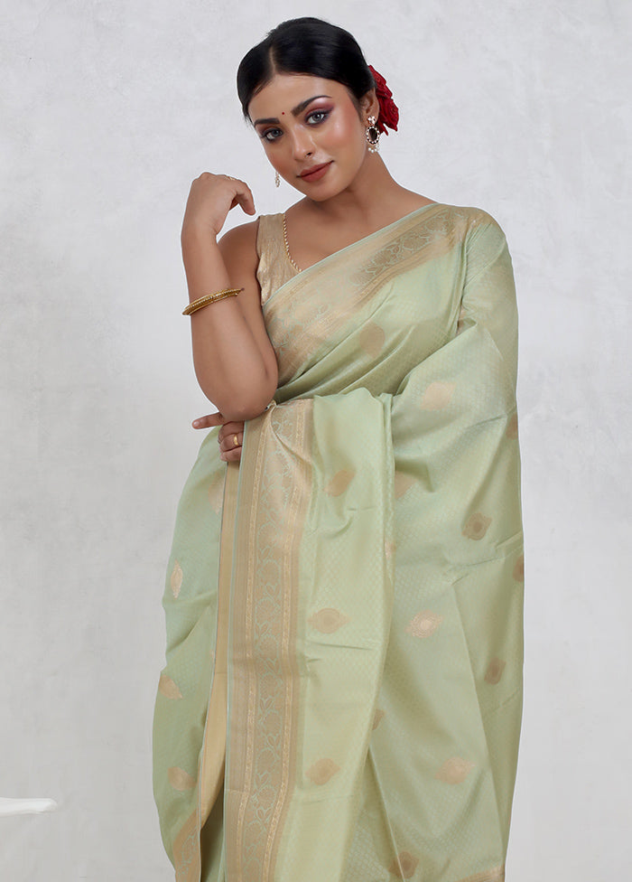 Green Kanjivaram Silk Saree Without Blouse Piece - Indian Silk House Agencies