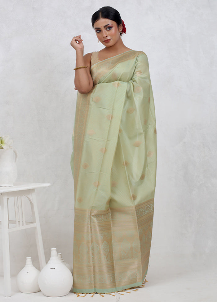 Green Kanjivaram Silk Saree Without Blouse Piece - Indian Silk House Agencies