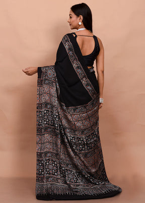 Cream Printed Pure Silk Saree With Blouse Piece - Indian Silk House Agencies